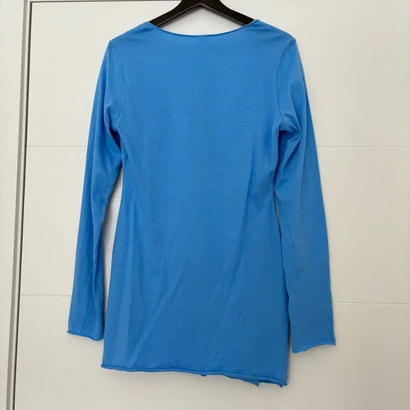 Skims Rare Cotton Jersey Swim Cover-Up Tie Front Long Sleeve Top NWT in Tide - Picture 7 of 10